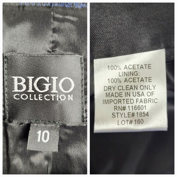 Bigio Animal Print Blazer Blue Black Snakeskin Jacket Acetate Size 10 - Picture 2 of 15